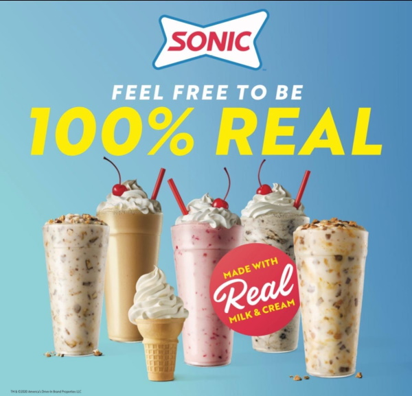 Sonic Drive In Restaurant Shakes Fast Food 100 Percent Real Shakes and Ice Cream Washington Oregon