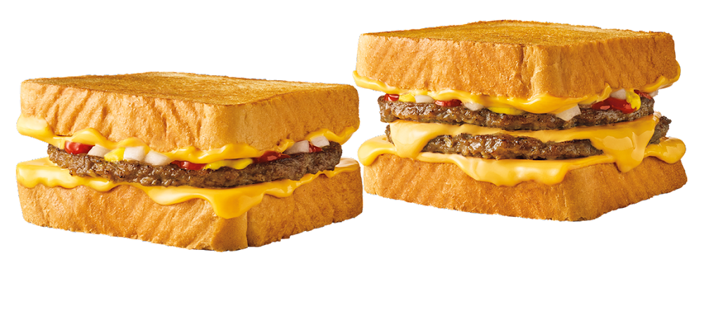 Sonic Drive In grilled cheese burger and double grilled cheese burger